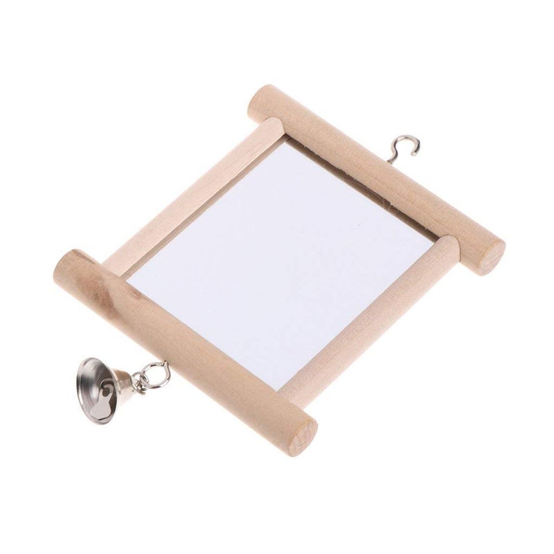 Litewoo Bird Mirror Wooden Hanging Swing Interactive Play Toys for Small Parrot Budgies Macaw African Grey Parakeet Cockatiel Conure Lovebird Cage Accessories (Bird Mirror with Bell-ONE) - Image 4